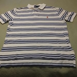 Polo Ralph Lauren blue and white striped polo size medium